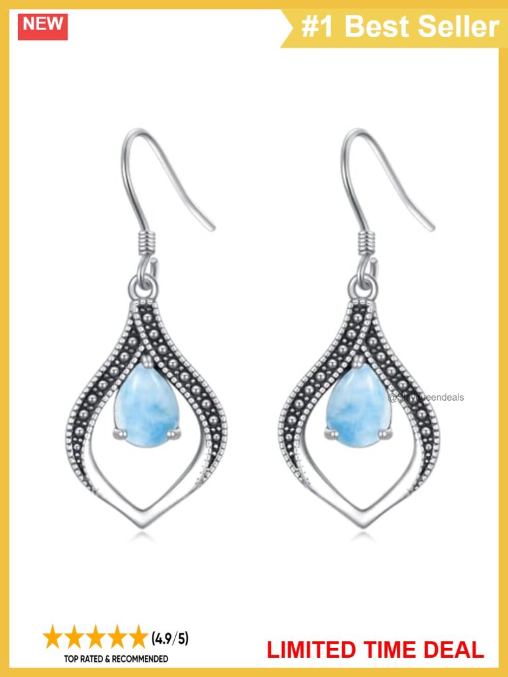 Vintage Genuine Gemstone Dangle Earrings 925 Sterling Silver Western Native